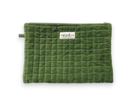 Pochette Sana Velours vert mousse