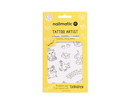 Planche de tatouage à colorier - Animaux - Nailmatic 